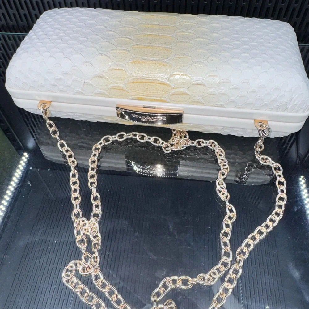 Coach Cream and Gold Textured Clutch